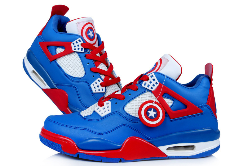 New Arrival Jordan 4 Captain America Edition Blue White Red Shoes